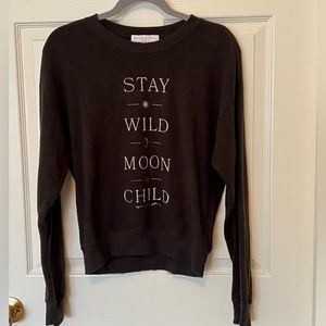 Spiritual Gangster Women’s “Stay Wild Moon Child”Crewneck Sweatshirt, Size M